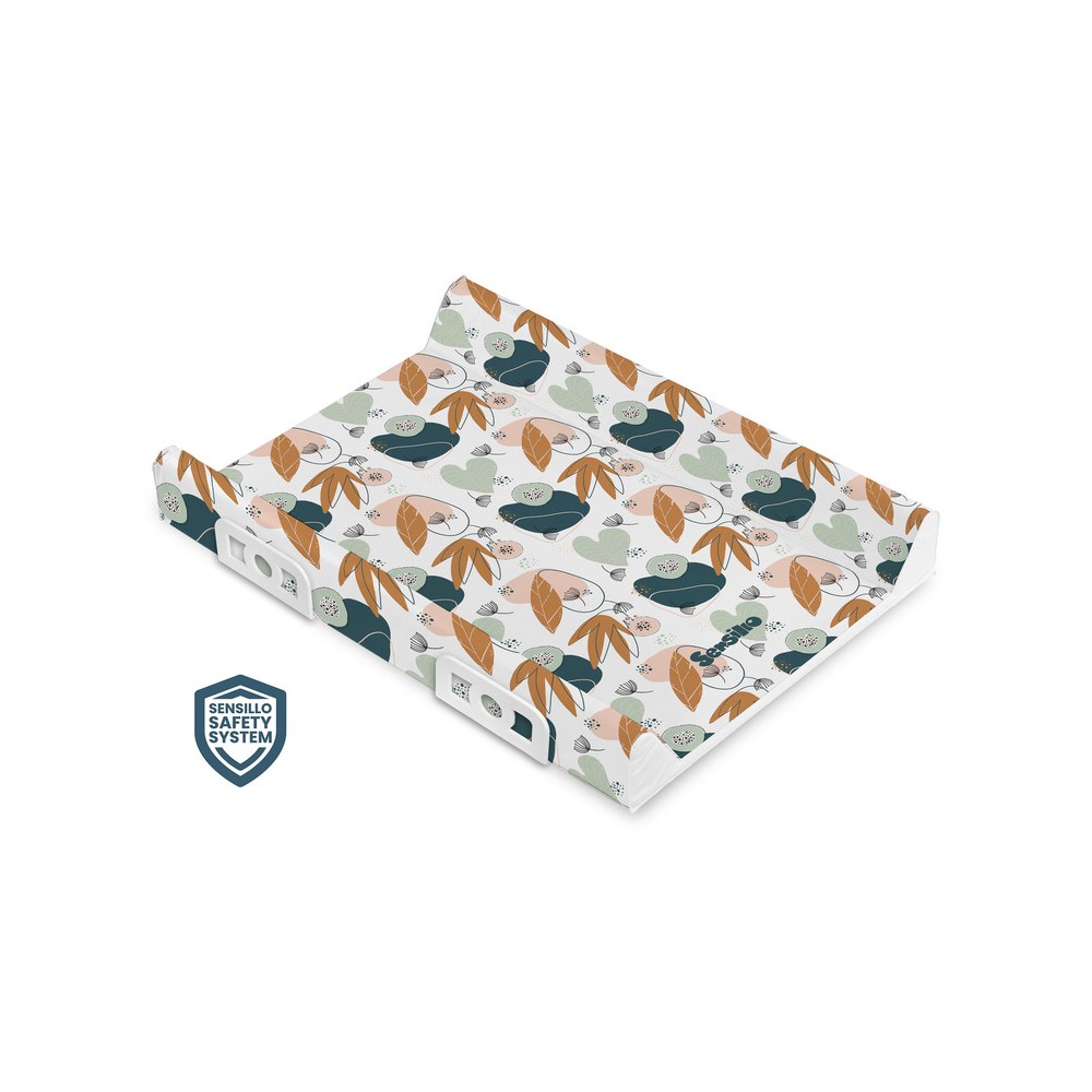 MATELAS À LANGER RIGIDE AVEC SYSTÈME DE SÉCURITÉ - FEUILLES DE JARDIN PLATINUM
