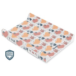 MATELAS À LANGER RIGIDE AVEC SYSTÈME DE SÉCURITÉ - FLEURS DE JARDIN PLATINE 70 CM
