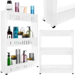 Desserte étagère de cuisine mobile sur roulettes, blanche