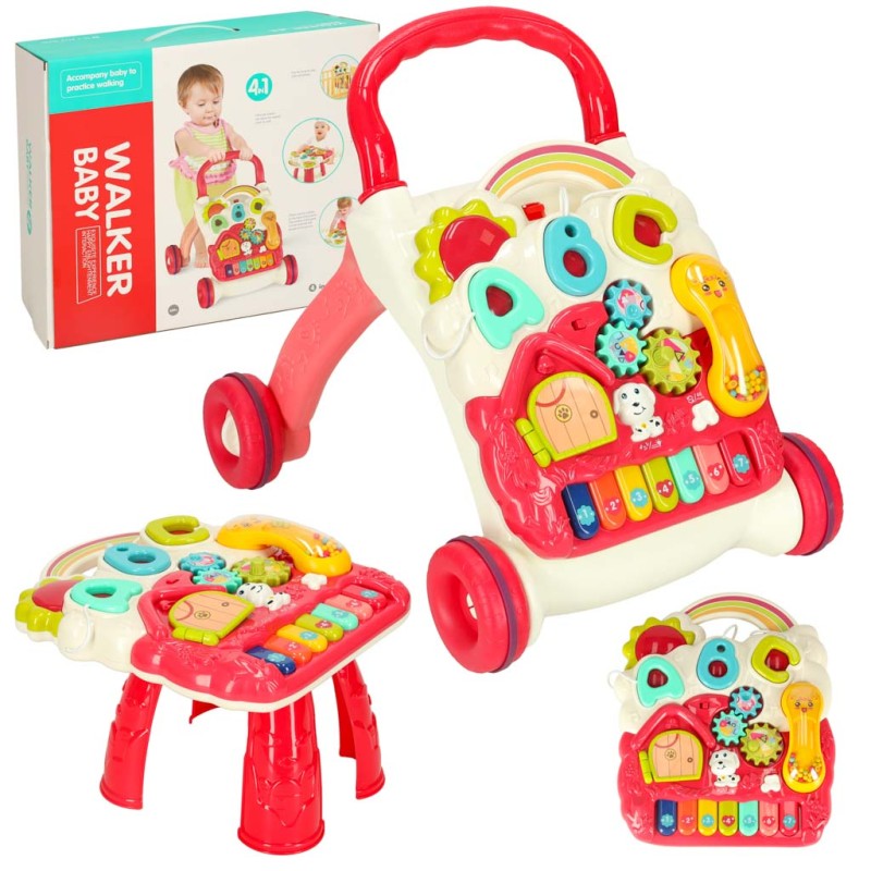  Trotteur interactive educational table 4-in-1 red