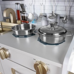 Cuisine pour enfant en bois  XL + SONS + LUMIÈRE + ACCESSOIRES Gris
