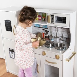 Cuisine pour enfant en bois  XL + SONS + LUMIÈRE + ACCESSOIRES Gris
