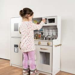 Cuisine pour enfant en bois  XL + SONS + LUMIÈRE + ACCESSOIRES Gris
