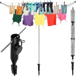 Etendoir séchoir a linge parapluie 50M pliable + ancrage
