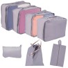 Organisateurs de valises ensemble de voyage 7 pièces accessoires de rangement de vêtements sacs étanches sac à chaussures gris