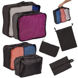Organisateurs de valises ensemble de voyage 7 pièces accessoires de rangement de vêtements sacs étanches noir
