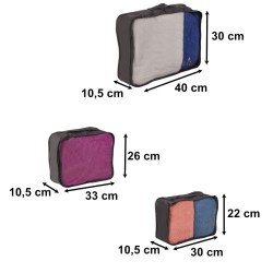 Organisateurs de valises ensemble de voyage 7 pièces accessoires de rangement de vêtements sacs étanches noir
