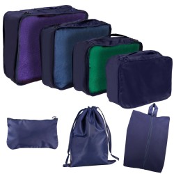 Organisateurs de valises ensemble de voyage 7 pièces accessoires de rangement de vêtements sacs étanches bleu marine
