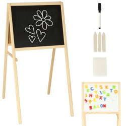 Two-sided magnetic dry erase chalkboard + letters chalk sponge marker