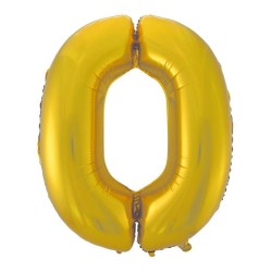 Ballon aluminium numéro 0 doré mat 92 cm