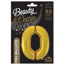 Number Gold Mat Gold number 0 foil balloon 92 cm