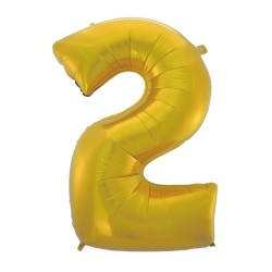 Number Gold Mat Gold Number 2 Foil Balloon 92 cm