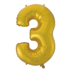 Number Gold Mat Gold Number 3 Foil Balloon 92 cm