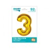 Number Gold Gold Number 3 Foil Balloon 92 cm