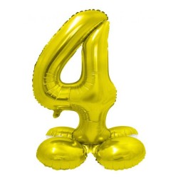 Number Gold Gold Number 4 Foil Balloon with Base 72 cm