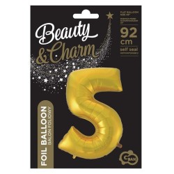 Number Gold Mat Gold Number 5 Foil Balloon 92 cm