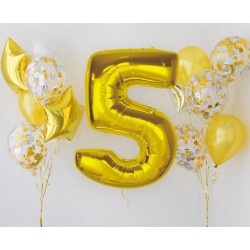 Number Gold Gold Number 5 Foil Balloon 92 cm