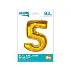 Ballon aluminium numéro 5 doré 92 cm