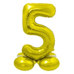 Number Gold Gold Number 5 Foil Balloon with Base 72 cm