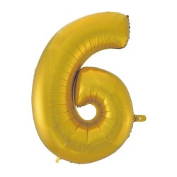 Number Gold Mat Gold Number 6 Foil Balloon 92 cm