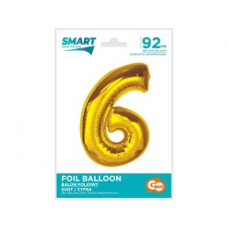 Ballon aluminium numéro 6 doré 92 cm