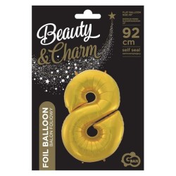 Number Gold Mat Gold number 8 foil balloon 92 cm