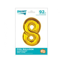 Ballon aluminium numéro 8 doré 92 cm