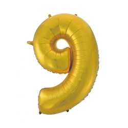 Number Gold Mat Gold Number 9 Foil Balloon 92 cm