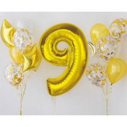 Number Gold Gold Number 9 Foil Balloon 92 cm