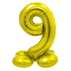 Number Gold Gold number 9 foil balloon with base 72 cm