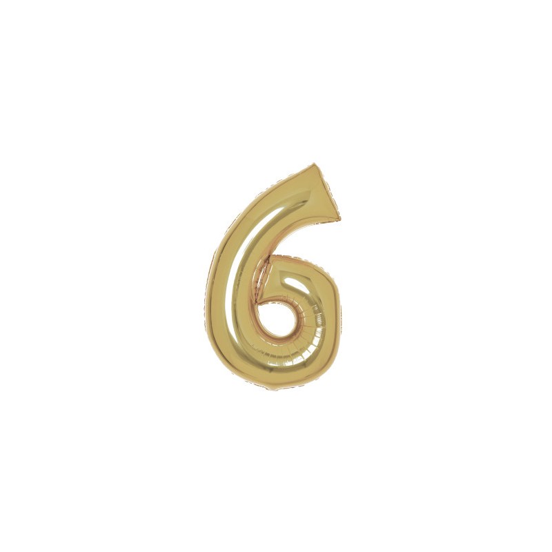 Number White Gold Gold number 6 foil balloon 92 cm