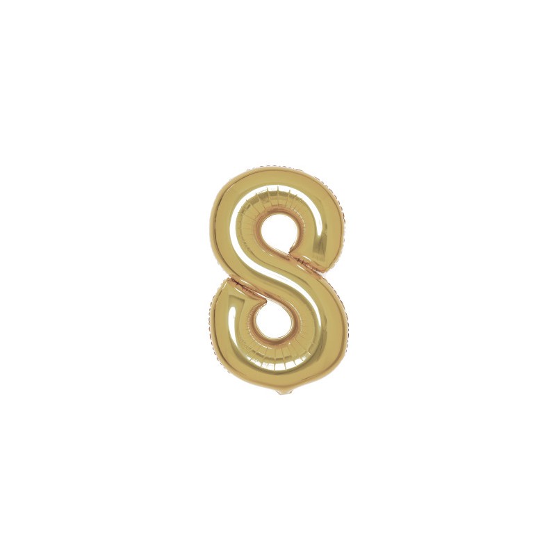 Number White Gold Gold Number 8 Foil Balloon 86 cm