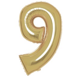 Number White Gold Gold number 9 foil balloon 91 cm