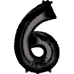 Number Black giant number foil balloon 6, 86*55 cm