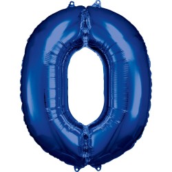 Number Blue giant foil balloon number 0, 88*66 cm