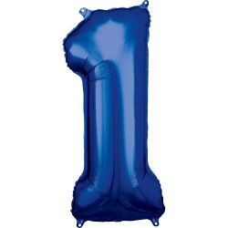 Ballon géant bleu en aluminium numéro 1, 86*33 cm