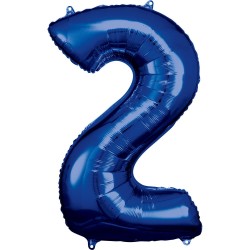 Number Blue giant number foil balloon 2, 88*50 cm