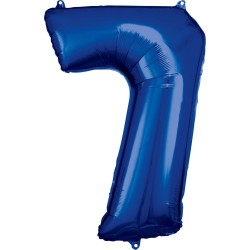 Ballon géant en aluminium bleu avec chiffres 7, 88 x 58 cm