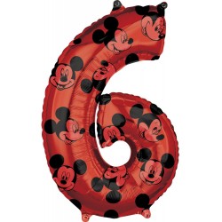 Ballon en aluminium rouge Disney Mickey numéro 6, 66 cm