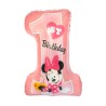 Ballon aluminium Disney Minnie rose premier anniversaire 71 cm