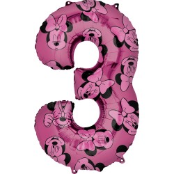 Disney Minnie  Pink foil balloon number 3, 66 cm