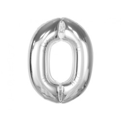 Ballon en aluminium numéroté Silver Zero 92 cm