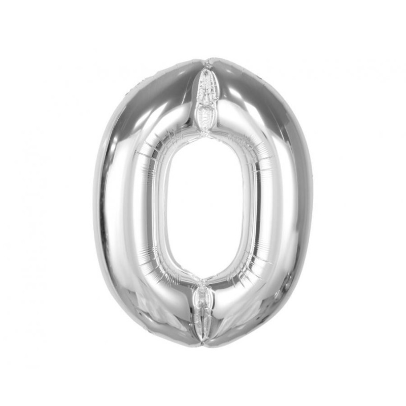 Number Silver Silver number zero foil balloon 92 cm