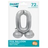 Number Silver Silver Number 0 Foil Balloon with Stand Base 72 cm