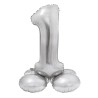 Number Silver Silver number 1 foil balloon with base, 72 cm