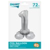 Number Silver Silver number 1 foil balloon with base, 72 cm