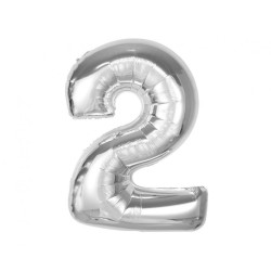 Number Silver Silver Number 2 Foil Balloon 92 cm