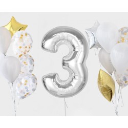 Number Silver Silver number 3 foil balloon 92 cm