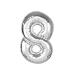 Number Silver Silver Number 8 Foil Balloon 92 cm