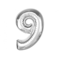 Number Silver Silver number 9 foil balloon 92 cm